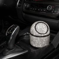 Universal Car Crystal Diamond Trash Can Mini Car Trash Can with Lid Multifunctional Car Trash Can for Car Office Home
