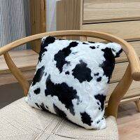 【LZ】 Black And White Cow Long Plush Fluff Pillow Cover Home Decorative Sofa Car Bed Throw Pillows Cushion Cover Polyester Pillow Case