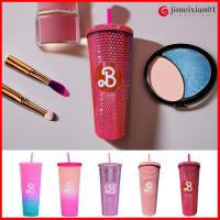 JIMEIXIAN01 พร้อมหลอดดูด ขวดน้ำหลอด ภาพยนตร์บาร์บี้ Barbiee Studded Tumbler ถ้วยบาร์บิสีชมพู Bling Bling อุปกรณ์ปาร์ตี้ตุ๊กตาบาร์บี้ ถ้วยเครื่องดื่มแก้ว ฟิตเนสท่องเที่ยว