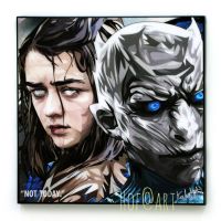 Arya Stark &amp; Night King อาร์ยา &amp; White Walke ซีรี่ย์ Game of Thrones GOT รูปภาพ​ติด​ผนัง​ pop art ​พร้อมกรอบและที่แขวน กรอบรูป​​ ของขวัญ รูปภาพ​