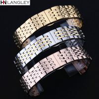 T41 Watch Band Strap Solid Stainless Steel Bracelet Seven Beads Butterfly Buckle 12 13 14 15 16 17 18 19 20 21 22 23 24mm Bands Shoes Accessories