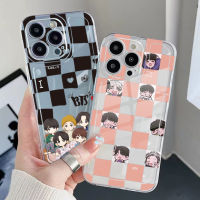 เคสป้องกันสำหรับ Samsung Galaxy A33 A53 A73 5G A32 A52 A72 A31 A51 A71 A13 A23น่ารัก Catoon BTS Charaster คุณภาพสูงขอบสี่เหลี่ยมรองรับการกระแทกเคสป้องกันเลนเต็มรูปแบบ