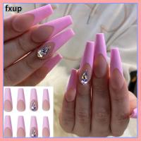 FXUP เครื่องมือทำเล็บคลุมทั้งหมดโลงศพยาว24ชิ้น/กล่องสวมใส่ได้เล็บปลอมเล็บปลอมนักบัลเล่ต์เล็บปลอม