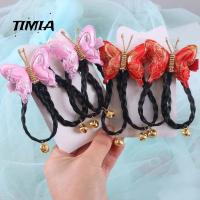 TIMIA เจ้าหญิงสำหรับเด็ก สีแดงเเดง อุปกรณ์เสริมผม โบว์จับผม ผีเสื้อ Headwear ที่หนีบผมพู่ วิกผมเด็ก คลิปผมจีนสำหรับเด็ก กิ๊บติดผมตรุษจีน กิ๊บติดผมดอกไม้