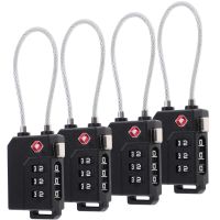 4pcs Luggage Combination Lock Portable TSA Approved Security Cable Luggage Lock 3-Digit Combination Password Lock Padlock