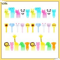 VJDA 10 PCS/ 30 PCS ปฏิบัติ ถ้วยชามผัก เด็กวัยหัดเดิน มินิน่ารัก ไม้จิ้มฟัน ส้อมผลไม้สำหรับเด็ก อาหารสำหรับเด็ก ฟาร์มสัตว์การ์ตูน