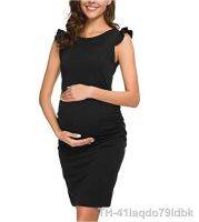 ✲ Preto plissado lado vestidos para grávidas elegante chuveiro do bebê bodycon vestido mama verão wrap roupas de gravidez