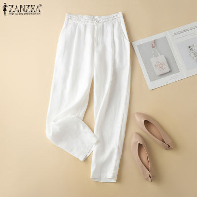 (สินค้ามาใหม่)(จัดส่งฟรี)Fancystyle ZANZEA กางเกงเอวยืดหยุ่นสบายการเย็บปะติดแนววินเทจกางเกงสีพื้น #2