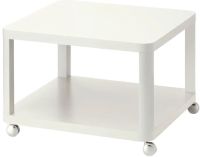 TINGBY Side table on castors, white 64x64 cm (ทิงบี โต๊ะข้างมีล้อเลื่อน, ขาว 64x64 ซม.)