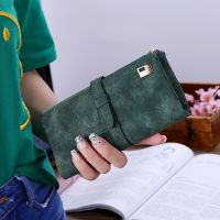 Wanita Retro Matte Dompet PU Kulit Panjang Dompet Clutch Uang Tas Wanita Menarik Tali Vintage Dompet Fashion Pemegang Kartu Kredit