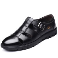 ❄✙◊ Genuine leather Men Sandals Handmade dress shoes Luxury Sandals Summer Beach Shoes Business Dress sandals Zapatos Hombe