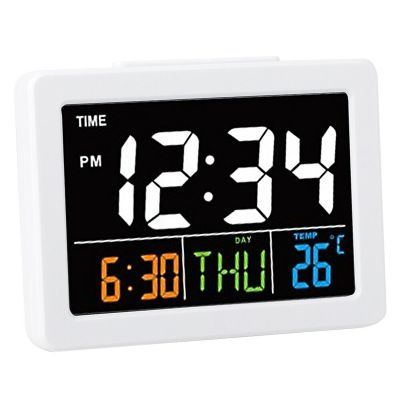 Color Large Screen LCD Electronic Desk Alarm Clock with Temperature Date Display
