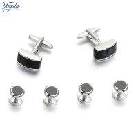 VAGULA Cufflinks Studs in 6 pcs Set Black Stone Gemelos Tuxedo Collar Stud Bonito Button 432