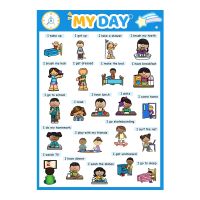 【CW】 1 Pcs English Educational my day daily Routines Poster Children Language FlashCards School Posters