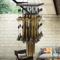 กลางแจ้งในร่มท่อโลหะกระดิ่งลมที่มีระฆังทองแดงขนาดใหญ่ Windchimes สำหรับลานลานสวนระเบียงตกแต่ง80เซนติเมตร