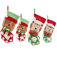 Navidad 2023 Cat Dog Christmas Stocking Socks Christmas Socks Gift Bags Christmas Tree Decorations Calcetin Navidad Dropshipping