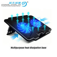 Laptop cooler with 2 fans 2 USB ports led light and notebook cooling pad for 15.6 17 18 19 inch Computer stand adjustable