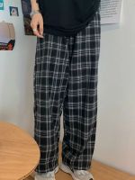 JMPRS Black Women Plaid Pants Casual Oversize Loose Wide Leg Trouser Retro Teens Harajuku Hip-hop All-match Streetwear S - 3XL