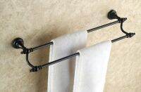 ☍☫ Wall Mounted Black Oil Rubbed Antique Brass Bathroom Double Towel Bar Towel Rail Holder Bathroom Accessory mba822