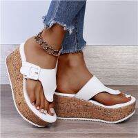 【CW】 Sandals Flip Flops 2023 Female Wedges Slip-On Shoes Platform Ladies Thick Bottom Colors Slippers