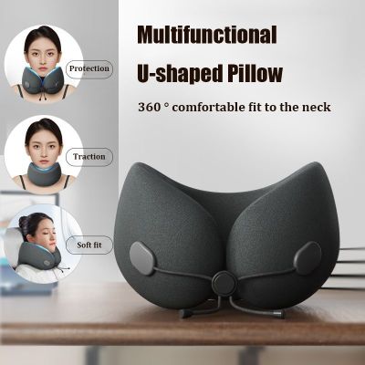 ﹊┇ New Protable U-shaped Memory Foam Pillow for Neck Protection Cervical Support Nap Pillow Ergonomic Massage Travel Pillows