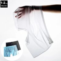 1-2 Pcs Ultra-thin Underwear Sexy Transparent 2022 New Mesh Ice Silk Mens Boxer Shorts Naked Seamless Plus Size Boxershorts Men