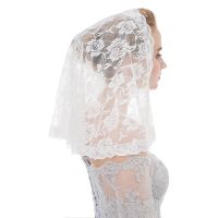 Popular  One Layer  White Ivory Black Lace Muslim Fancy Wedding Bride Short Veils Wedding Accessories Hair Accessories