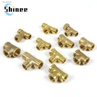 ﹍✹ 1Pc Pneumatic Brass Pipe fitting Male-Female Thread conversion connect 1/8 1/4 3/8 BSP Tee Type copper water oil gas adapter