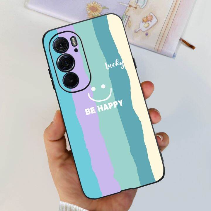 เคสสำหรับโมโตโรล่าขอบสีดำด้าน30กรอบสำหรับคนเพ้นท์ดอกไม้สำหรับเคส-edge30