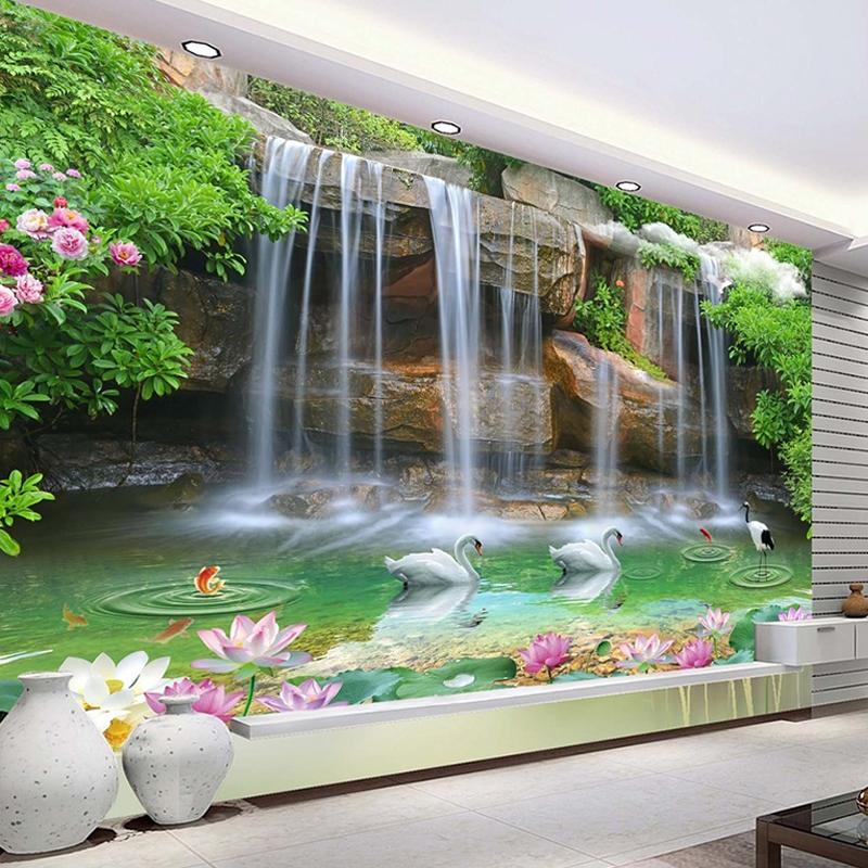 3D Wallpaper Vinyl Wall Sticker Waterfall Landscape Painting Living Room Sofa TV Background Luxury Decor Wall paper