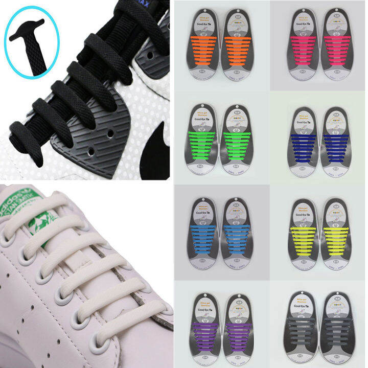 16Pcs/Set Silicone Elastic Shoelaces Special No Tie Shoelace Lacing