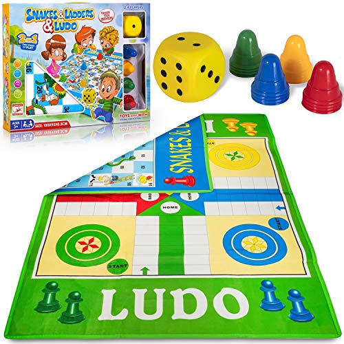 Kids Ludo Snakes and Ladders Giant Board Game Jigsaw Puzzle Floor Mat 