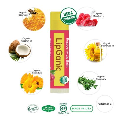Lipganic Raspberry Organic Lip Balm ลิปแกนิค ราสเบอร์รี่ ลิปบาล์มออร์แกนิค ผลิตจากธรรมชาติ (4.25g)