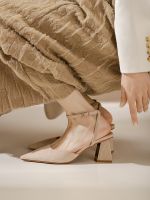 high-end otou s womens 23 summer new one-word le high-heeled shoes nude thick-heeled sgle shoes -GGX23722▦▪▬