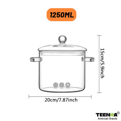 2021TEENRA Household Glass Soup Pot Transparent Soup Cooker Heat Resistant Porridge Pot Salad Instant Noodle Bowl Kitchen Supplies