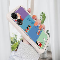 เคสสำหรับ OPPO A78 4G ลายการ์ตูนตลกสีเทียนชินจังเคสโทรศัพท์ดั้งเดิม สแควร์ปลอกซิลิโคนของเหลวคลุมทั้งหมดเคสป้องกันทนแรงกระแทกกล้อง