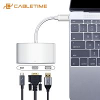 ✻ Cabletime USB C HUB Type-c to VGA Adapter 3 in 1 USB C VGA USB 3.0 PD Type C 3.1 for Macbook pro Chromebook Matebook X 13 C212