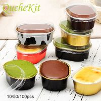 Aluminum Foil Baking Cup Heat Resistant Cake Cups Mold with Lid Muffin Dessert Brulee Cupcake Wrappers Case Holder