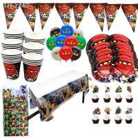 ✖▩ Party supplies for10- 20kids use Ninja theme birthday party decoration tableware set plate cup straw banner tablecover