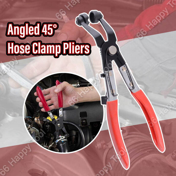 Curved Hose Clamp Pliers Ring Type Angled 45° Automotive Swivel Jaw