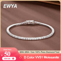 EWYA ใหม่จริง D สีเต็ม2มิลลิเมตร0.03CT Moissanite เทนนิสสร้อยข้อมือสำหรับผู้หญิง S925ชุบเงิน18พันเพชรลิงค์สร้อยข้อมือของขวัญ