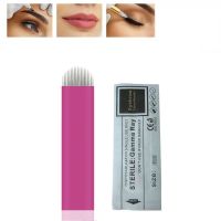 Pink 18U Shape 0.18mm Blade Tattoo Eyebrow Needle Tattoo Needles Permanent Makeup Eyebrow Embroidery Blade For 3D Microblading