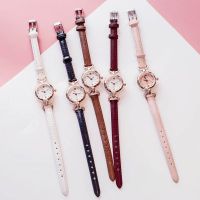 {zhiyun Watchshop}ผู้หญิงสาวที่เรียบง่ายควอตซ์นาฬิกาข้อมือสายหนัง PU มินิหน้าปัดบางนาฬิกา H9