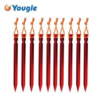 Hot Selling YOUGLE 10Pcs Tent Pegs 18Cm Ultralight Aluminum Alloy Tent Stake With Rope Outdoor Tent Nail Peg Tent Accessories Equipment