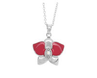 Jewelry Buffet Pink Orchid Necklace Sterling Silver 925 and Rhodium Plated