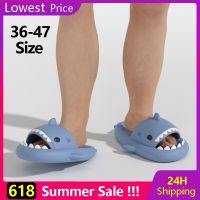 Big Size Shark Slippers 4CM Platform Women Men Indoor Bathroom Slides Couples Summer Shoes Soft EVA Female Male Beach Flip Flops