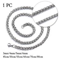 OKDEALS 3/4/5/6MM โชคเกอร์เย็นสีเงินถัก Kalung Baja Tahan Karat โซ่ถักโลหะหนักเชื่อมโยง