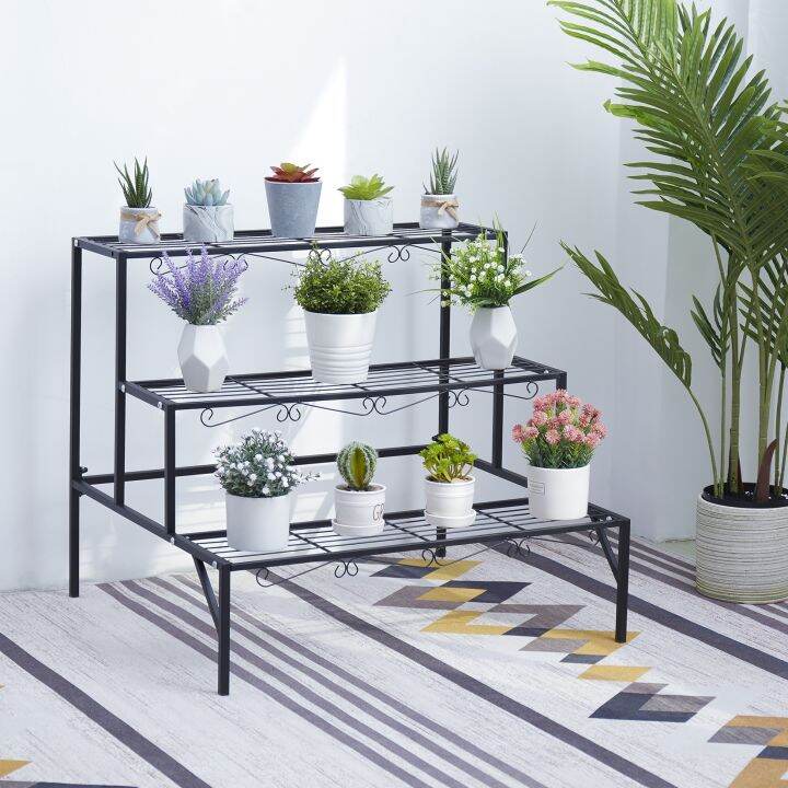 3 Tiered Plant Stand Outdoor Metal Stands For Multiple Plants Ladder