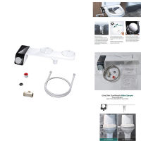 Bidet Attachment Ultra-Slim Toilet Double Nozzle Spiral Adjustable Water Pressure Non-Electric Ass Sprayer with Hose