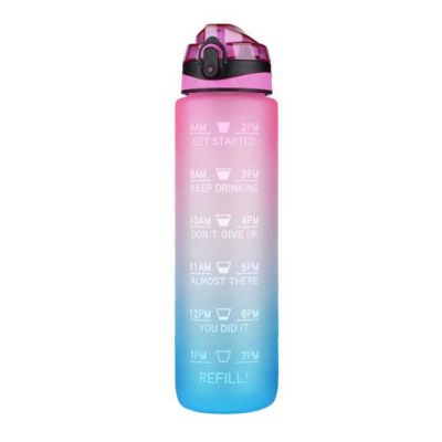 1L Tritan Material Water Bottle with Bounce Cover Time Scale Reminder Outdoor Sports Fitness Water Cup Frosted Cup